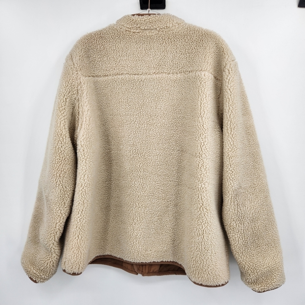 Duluth Trading Co Mens Burly Sherpa Fleece Jacket Size Large Cream Tan - Picture 7 of 8